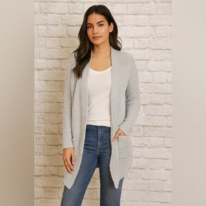 Express Chenille Oversized Grey Cardigan Sweater XXS